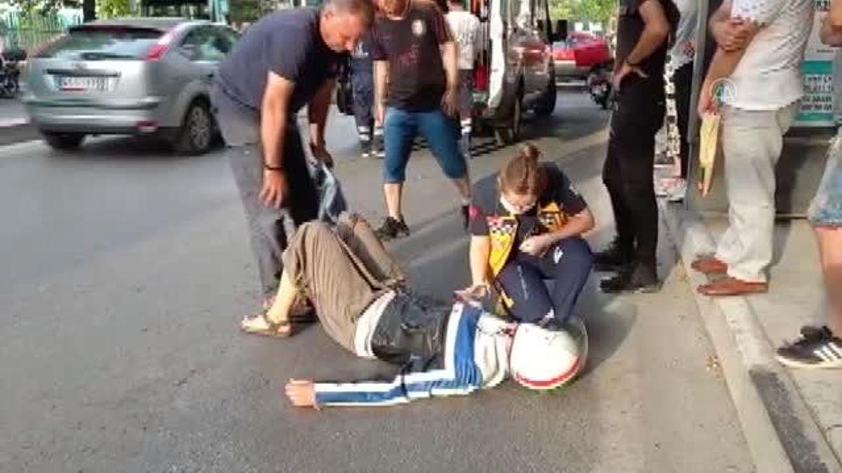 Devrilen motosikletin sürücüsü yaralandı