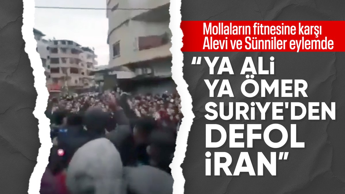 Suriyeli Sünni ve Alevilerden İran’a tepki protestosu